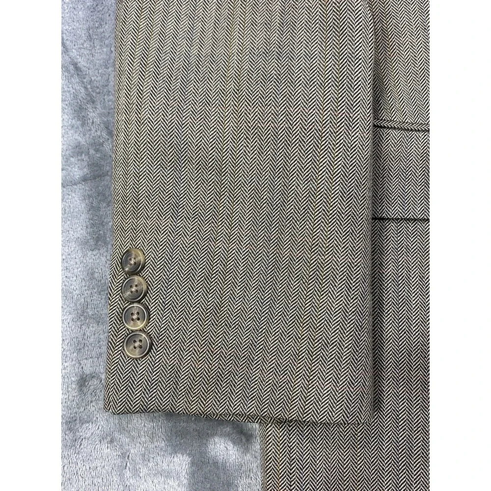 Polo Ralph Lauren Blazer Men‎ 42R Brown Herringbone Wool Jacket Sport Coat Suit